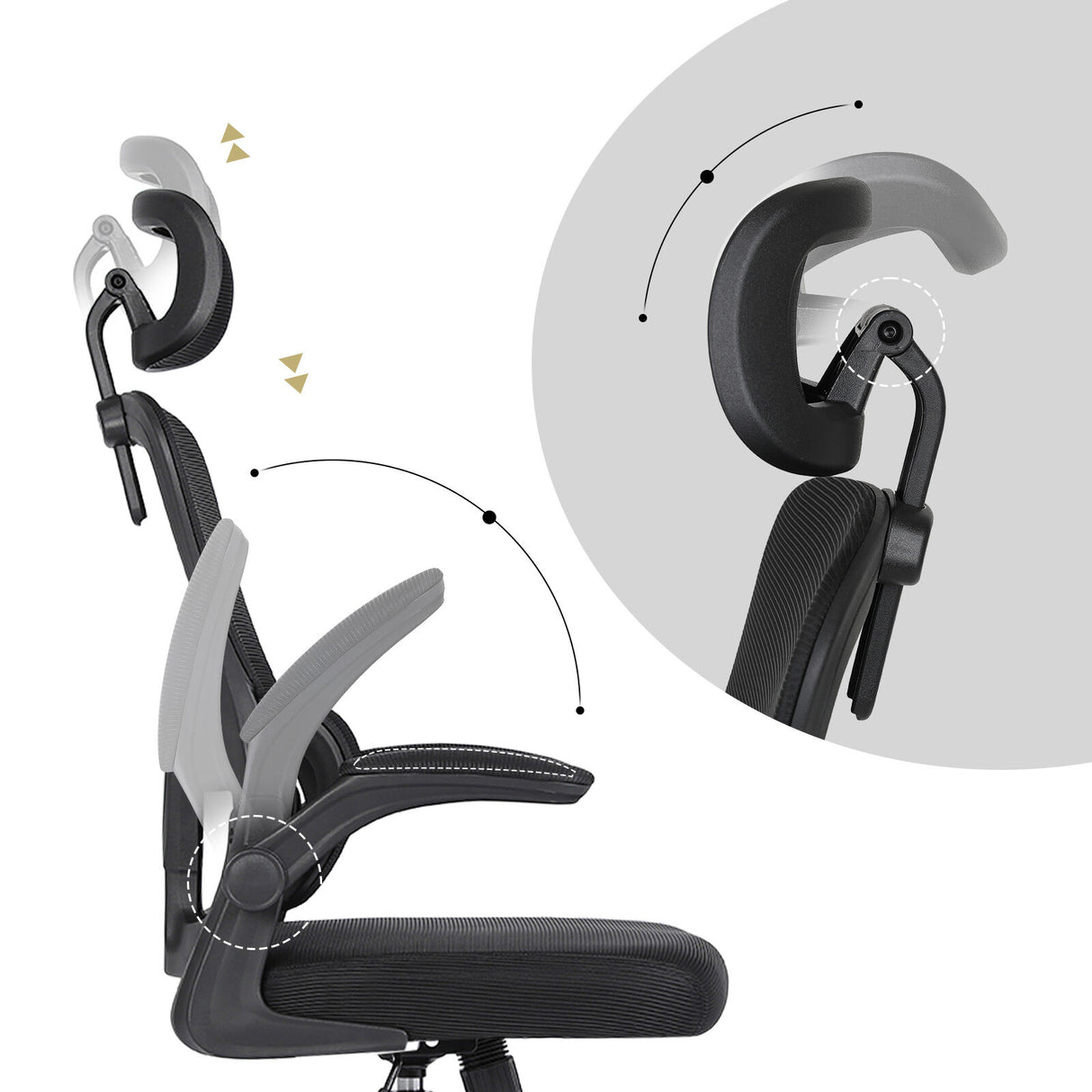 Bridgetown black mesh office chair with flip up armrests in a home office