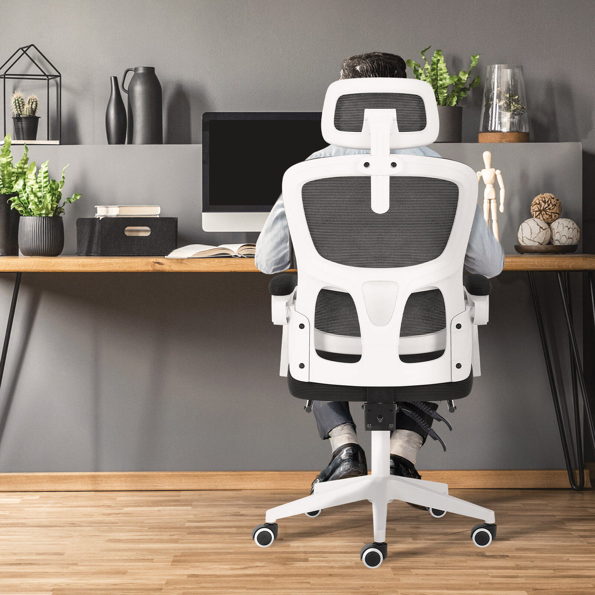 VELTRA Ergonomic Reclining Office Chair with Footrest Black — Allure Home Collections