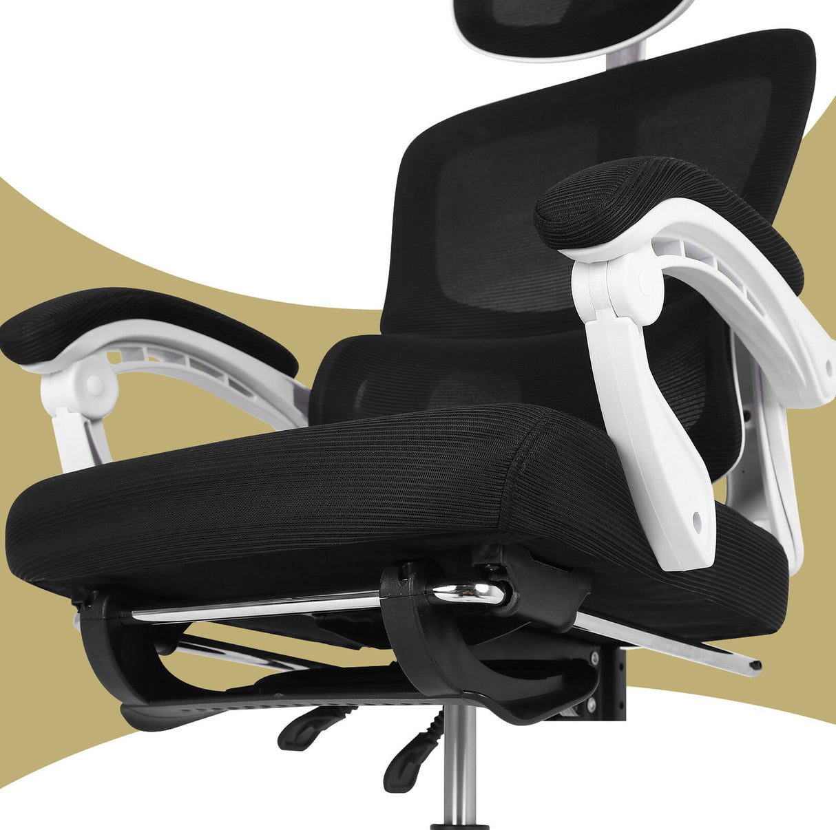 Wickham black mesh ergonomic office chair with footrest