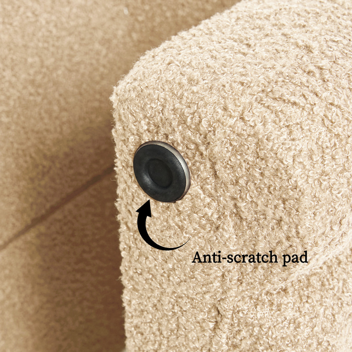 La Bella Ridge Arch Ottoman Stool Teddy Fleece 45cm Beige — Allure Home Collections