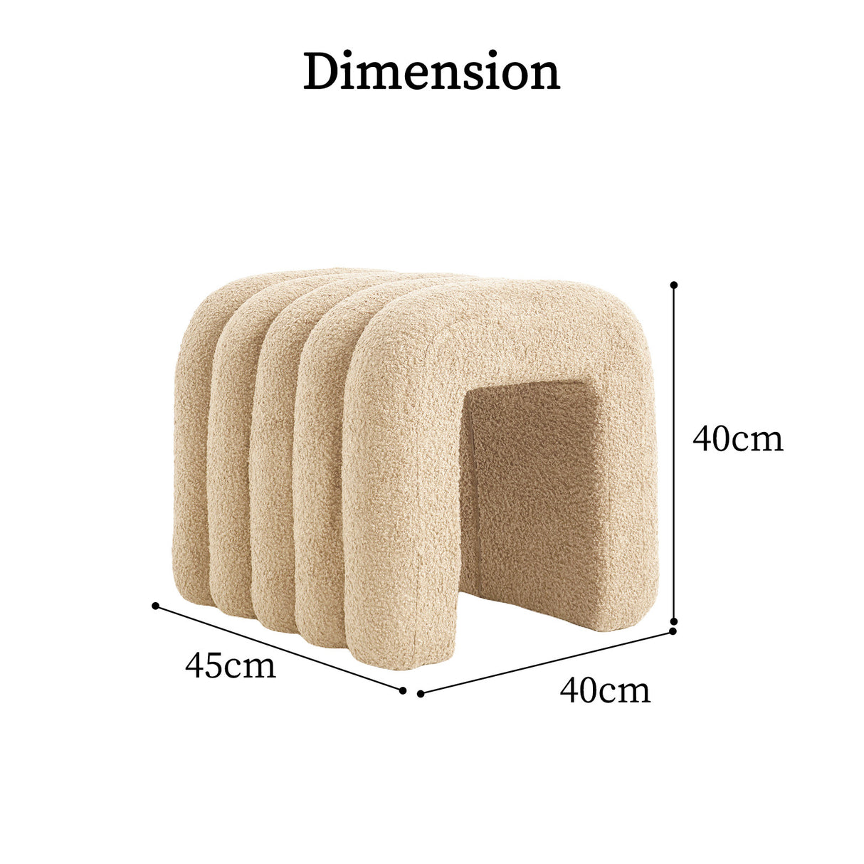 Ridge Arch Ottoman Stool Set of 2 Teddy Fleece Beige or Chocolate Brown — Allure Home Collections