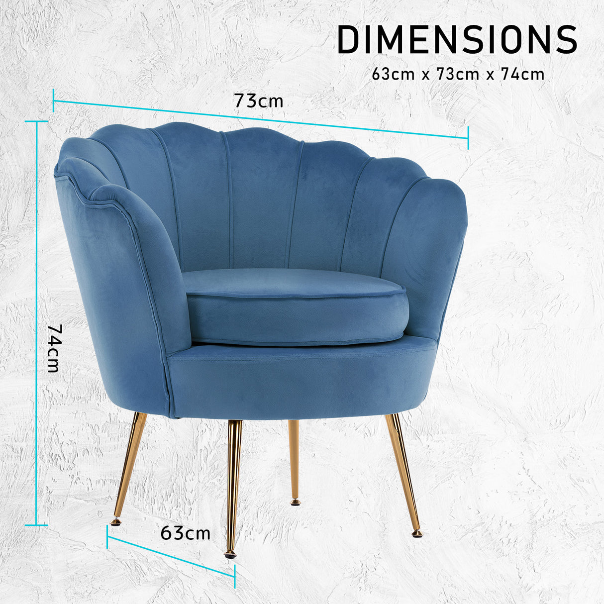 La Bella Scalloped Shell Velvet Armchair with Gold Legs — Various Colours — Allure Home Collections