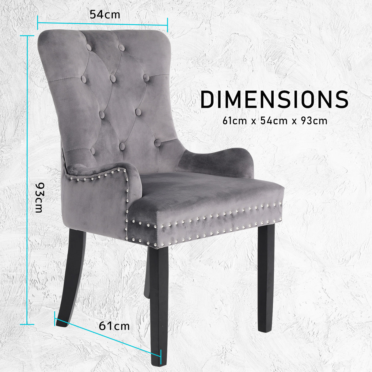 French Provincial Velvet Dining Chair with Studs
