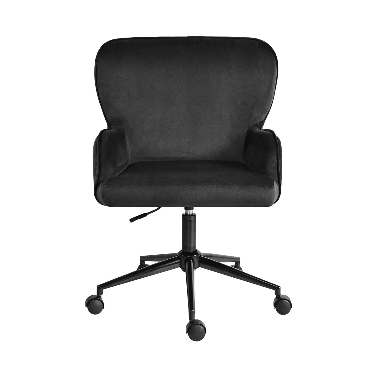 Balingup black velvet swivel office chair at a home desk