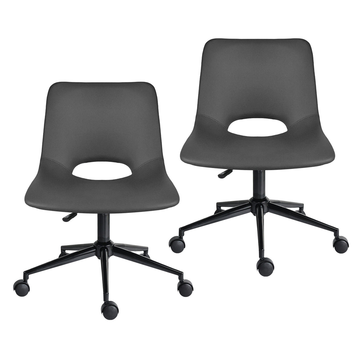 Denmark grey faux leather swivel office chairs set of two