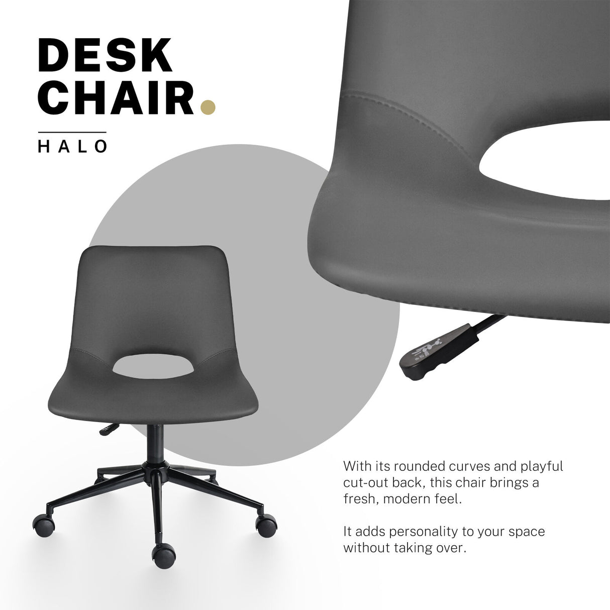 Denmark grey faux leather swivel office chairs set of two