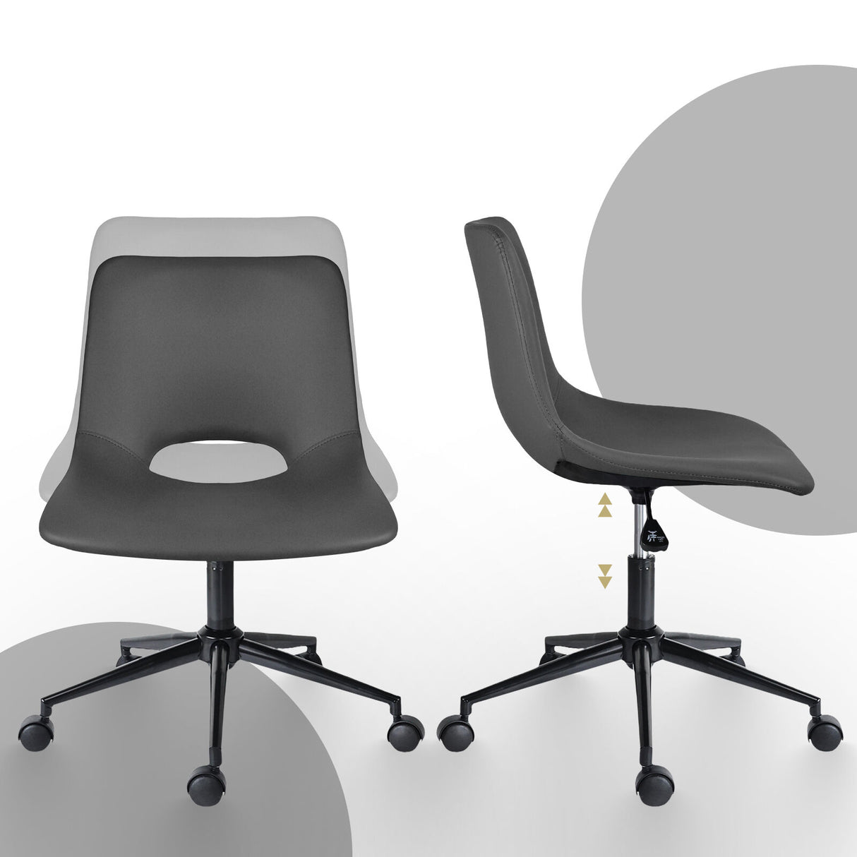 Denmark grey faux leather swivel office chairs set of two