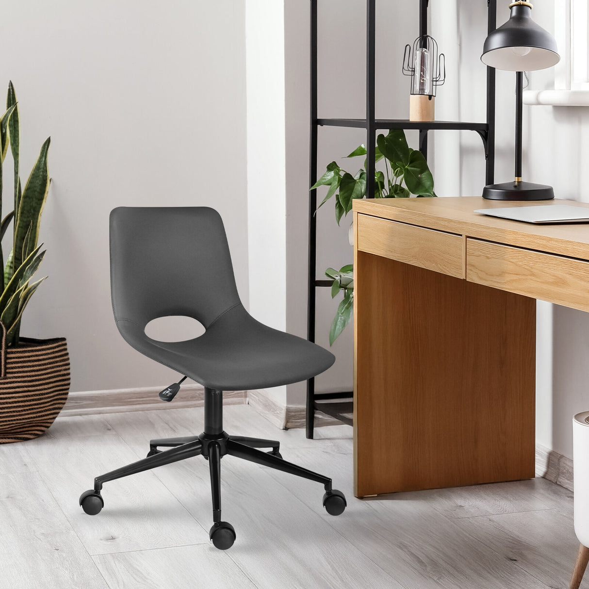 Denmark grey faux leather swivel office chairs set of two