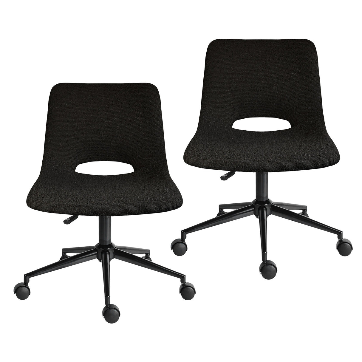 Dalwallinu black loop yarn fabric office chair with cut out backrest, set of two