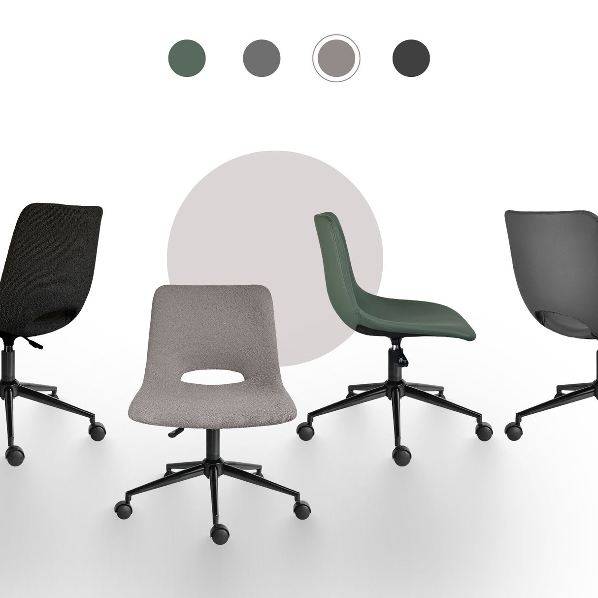 Applecross grey loop yarn fabric armless swivel office chairs set of two