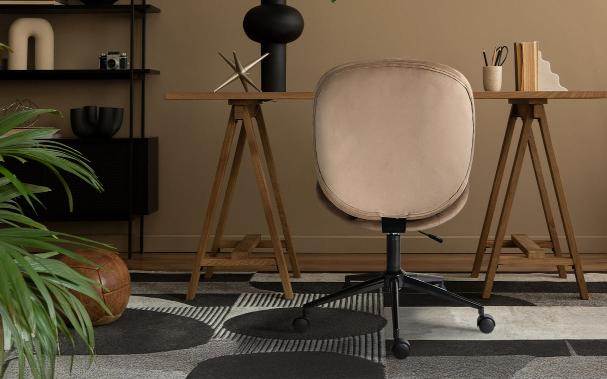Goomalling pale khaki velvet armless swivel office desk chair