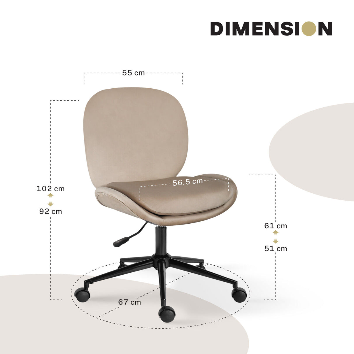 Goomalling Velvet Office Chair, Pale Khaki