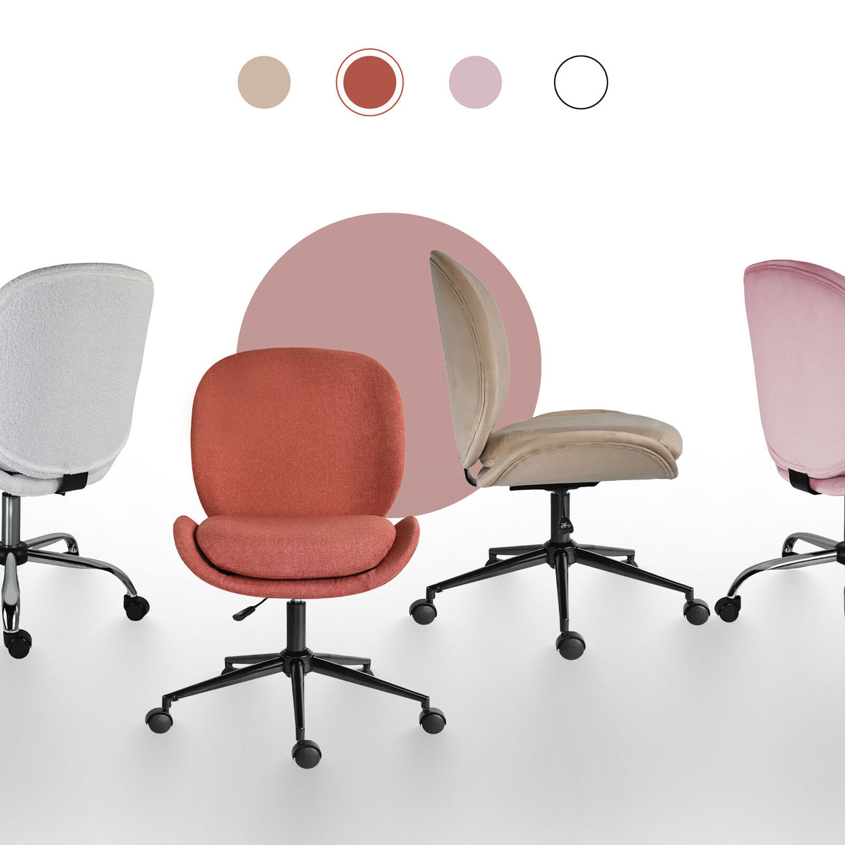 Goomalling earthy red linen fabric armless swivel office desk chair
