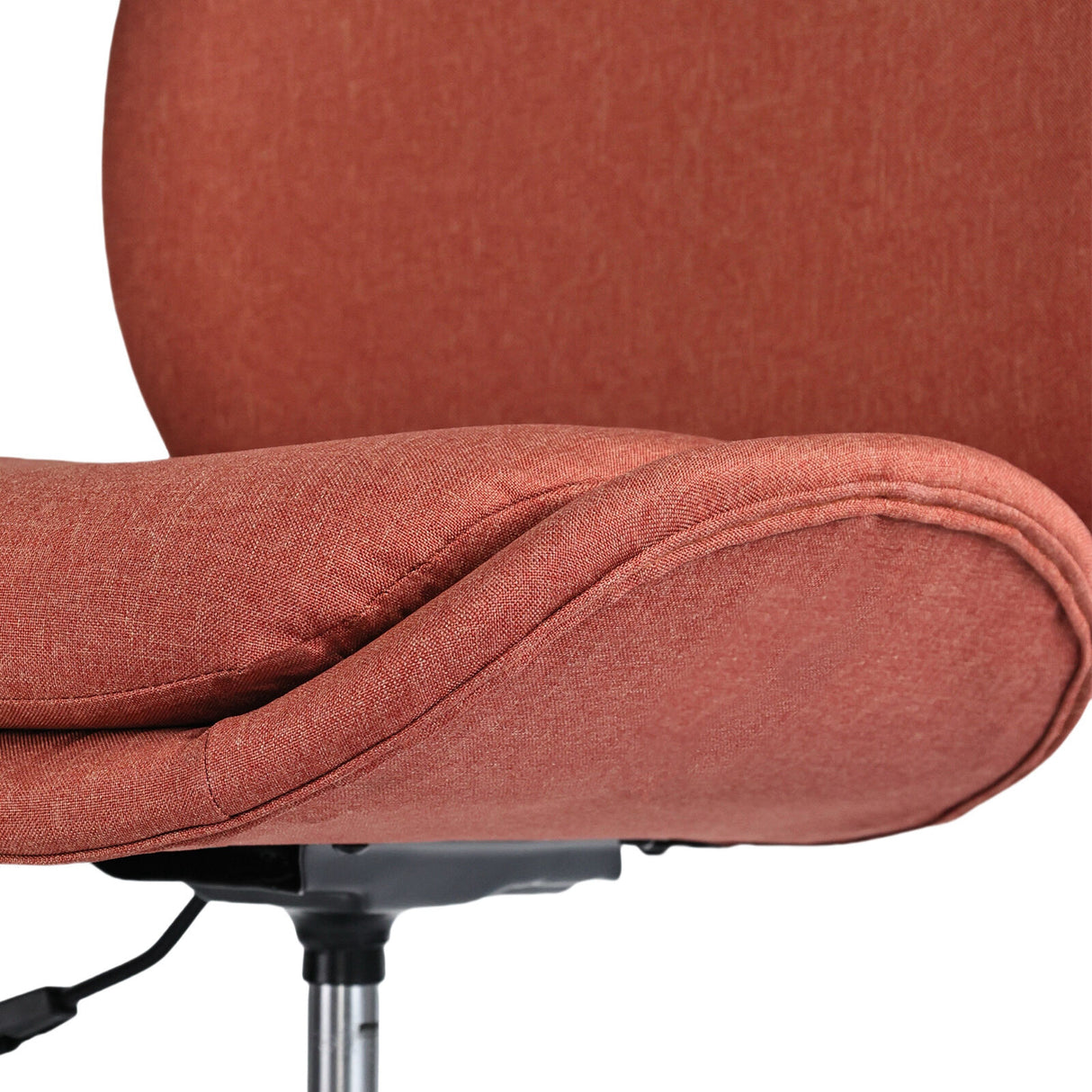 Goomalling earthy red linen fabric armless swivel office desk chair