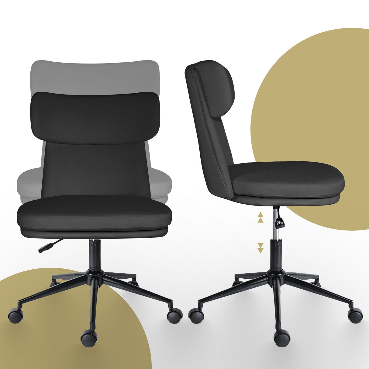 Iluka black faux leather office chair at a desk, view 7
