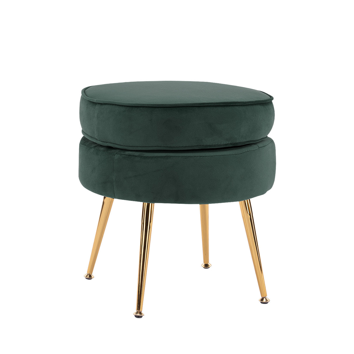 La Bella Velvet Round Ottoman with Gold Legs Navy Blue Yellow or Pink — Allure Home Collections