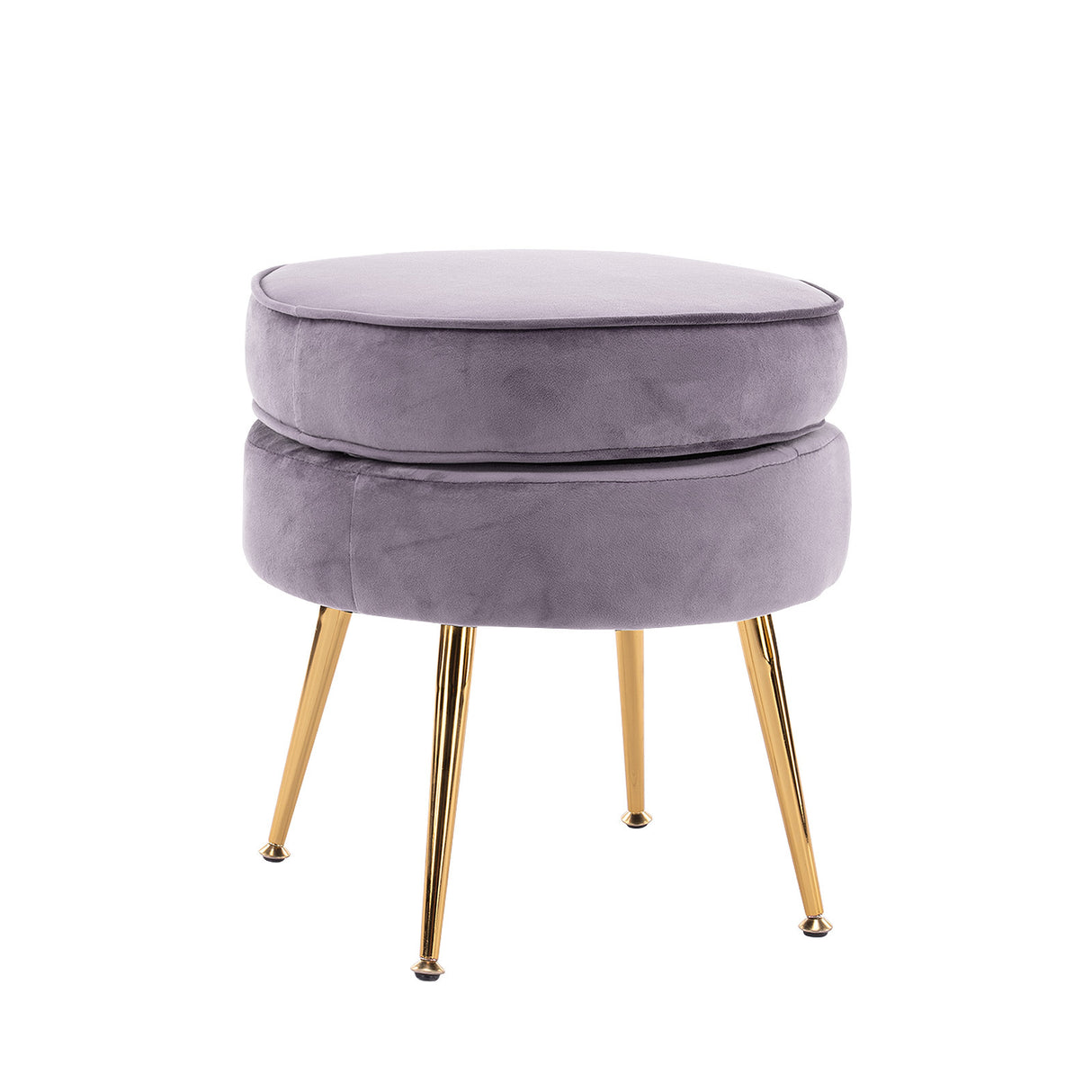 La Bella Velvet Round Ottoman with Gold Legs Navy Blue Yellow or Pink — Allure Home Collections