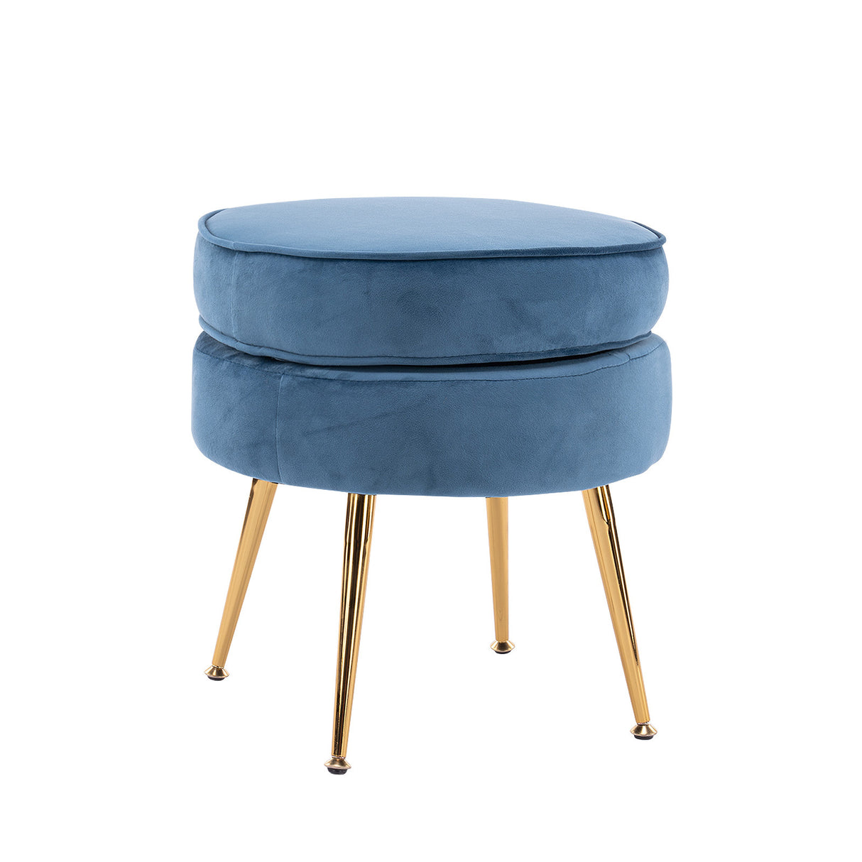 La Bella Velvet Round Ottoman with Gold Legs Navy Blue Yellow or Pink — Allure Home Collections