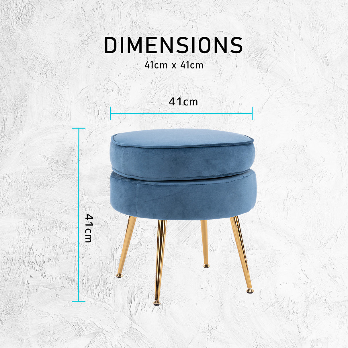 La Bella Velvet Round Ottoman with Gold Legs Navy Blue Yellow or Pink — Allure Home Collections