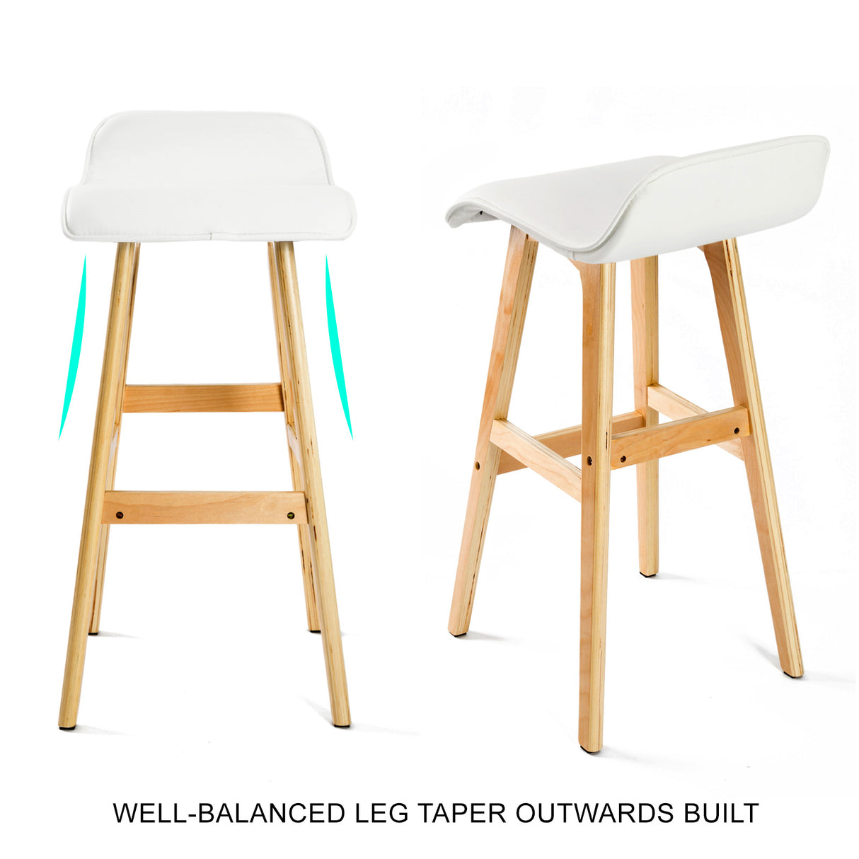 Tootgarook Wooden Bar Stool, White 2pcs
