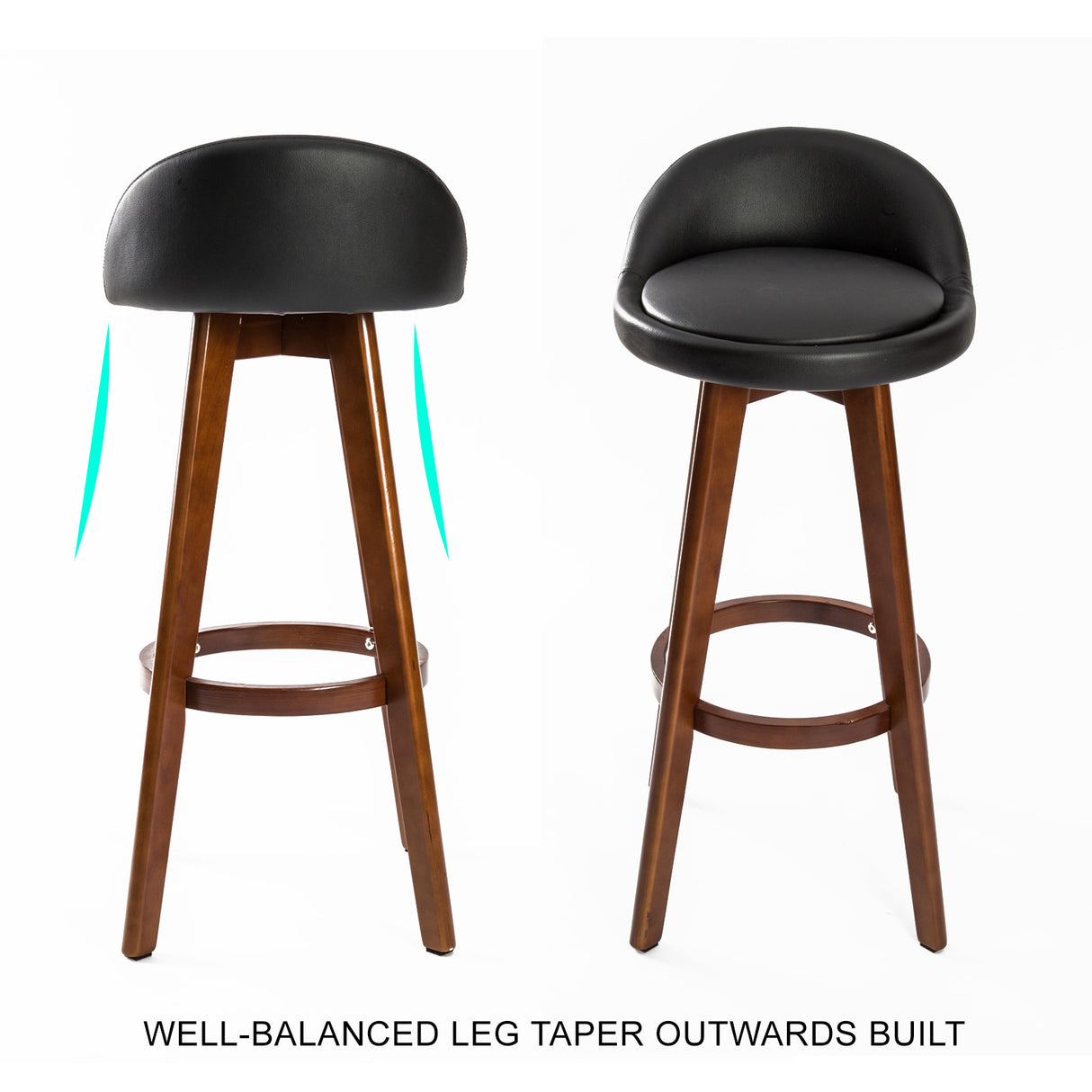 Capel Sound Wooden Bar Stool, Black Brown 2pcs