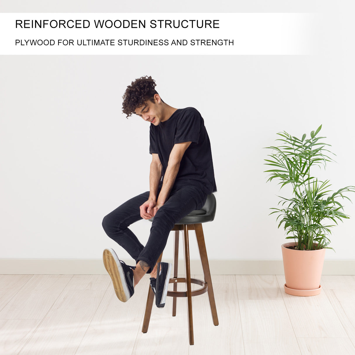Capel Sound Wooden Bar Stool, Black Brown 2pcs