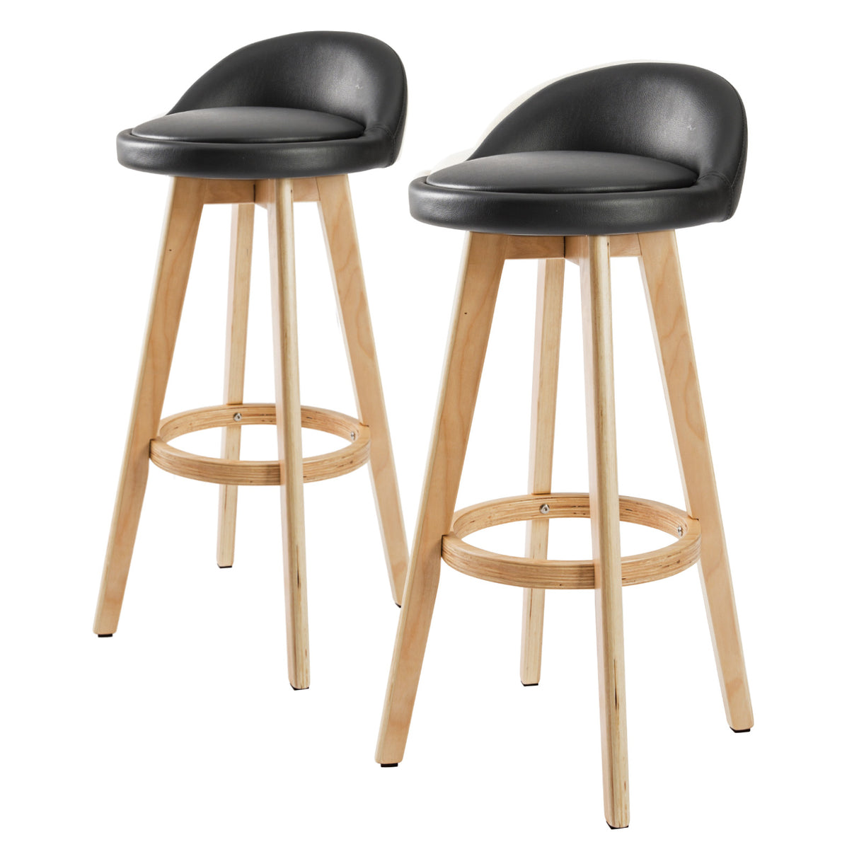 Pair of Leila wooden bar stools at kitchen island — Allure Home Collections