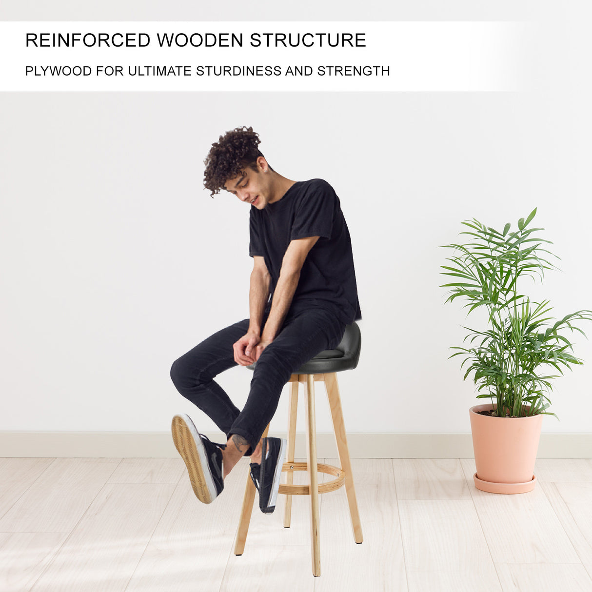 Capel Sound Wooden Bar Stool, Black 2pcs