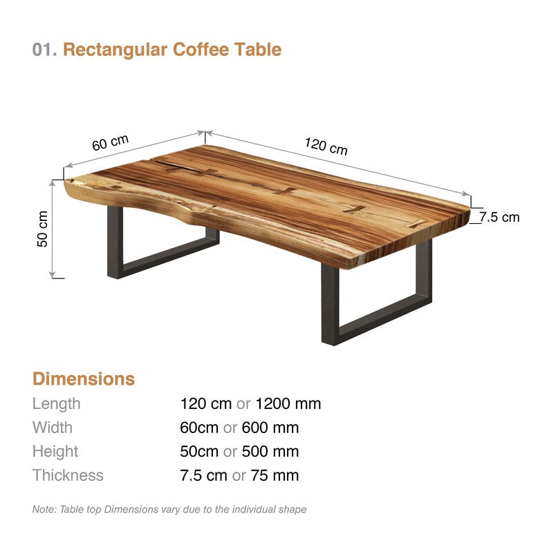 Handcrafted Saur Wood Coffee Table - 1.2m