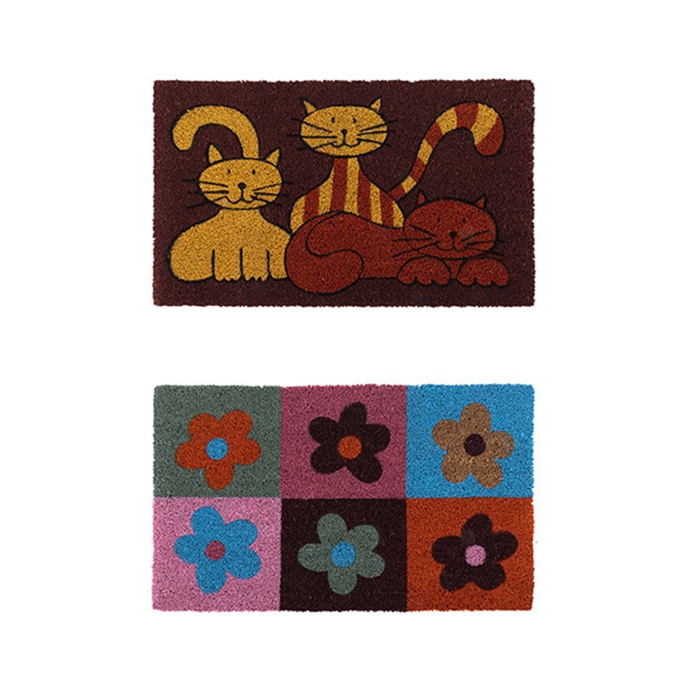 Coir door mat set with cursive design 45 x 75cm