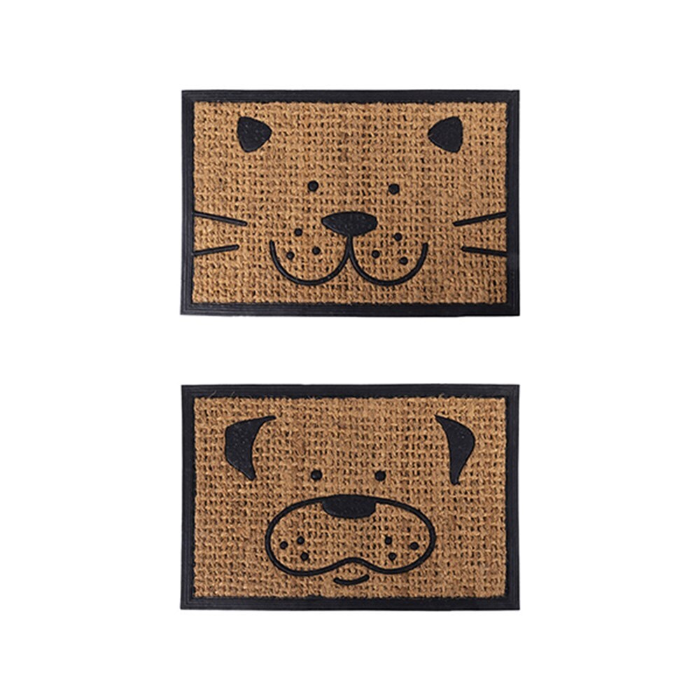 Coir Door Mat 2 Pack, Natural 60x40cm