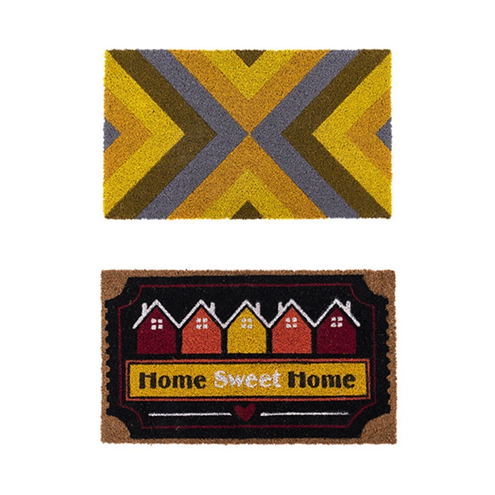 Coir door mat set with cursive design 45 x 75cm