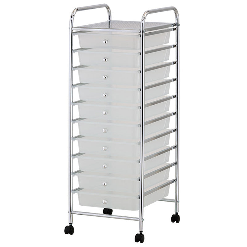 10 Tier Storage Trolley with Drawers, White