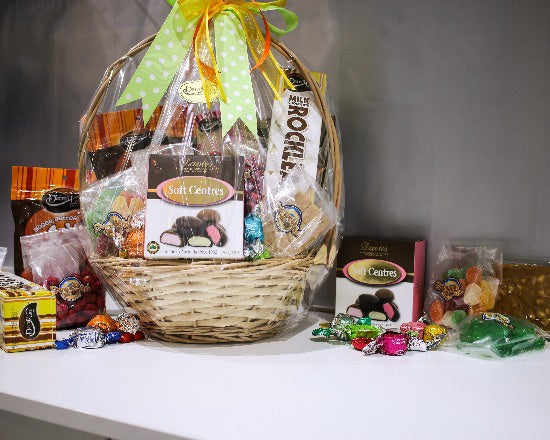 Gourmet Chocolate Gift Basket filled with gourmet chocolates and sweets