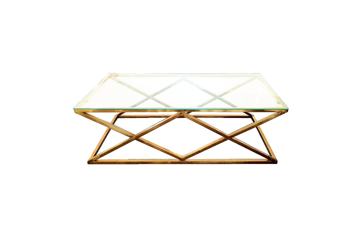 Alsea Modern Coffee Table — Polished Steel Frame with Glass or Marble Top — Allure Home Collections
