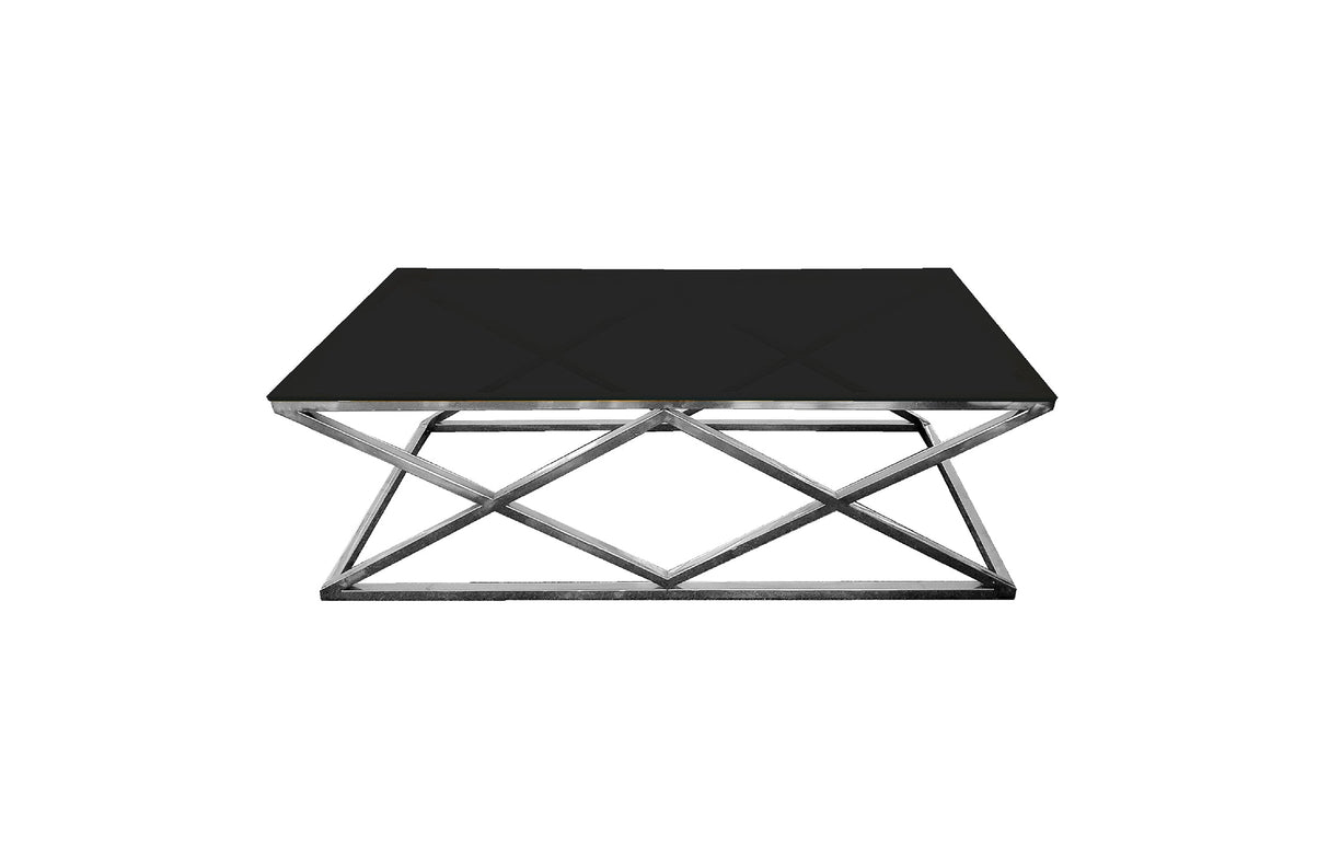 Alsea Modern Coffee Table — Polished Steel Frame with Glass or Marble Top — Allure Home Collections