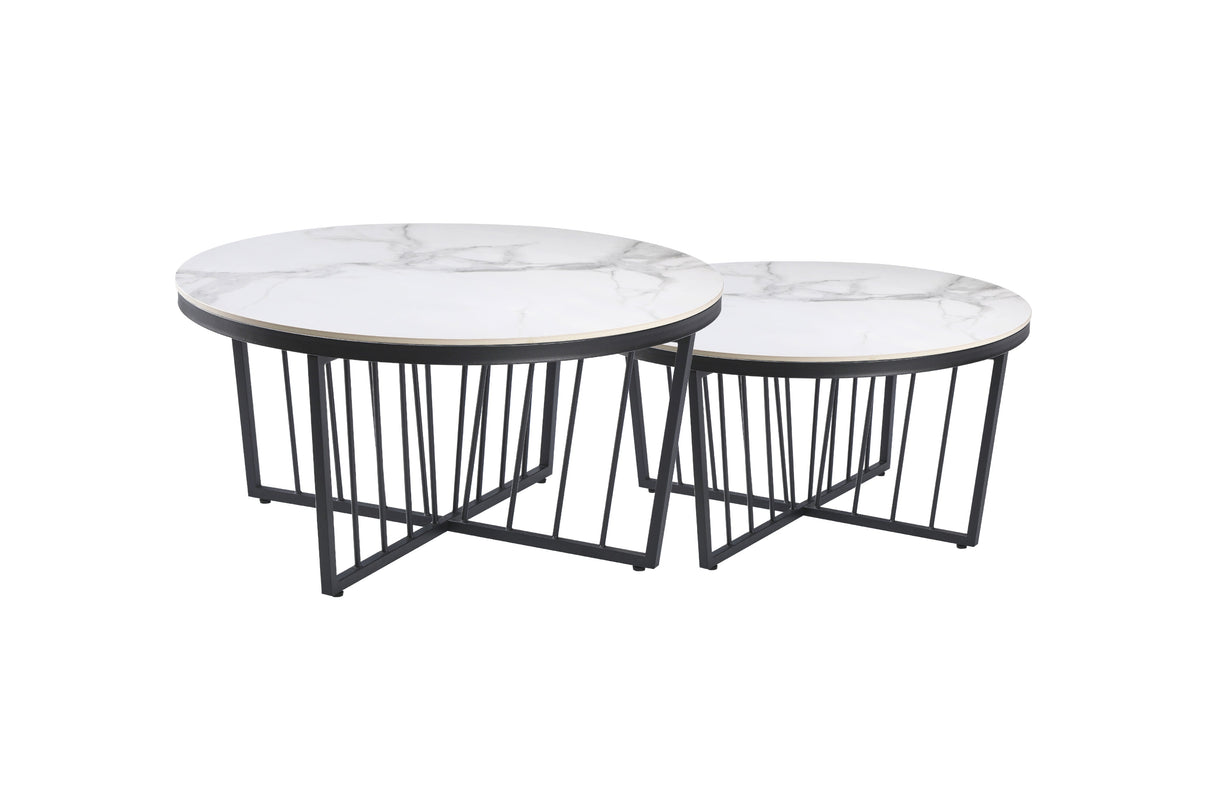 Salina Coffee Table — Metal or Polished Steel Frame with Glass or Marble Top — Allure Home Collections