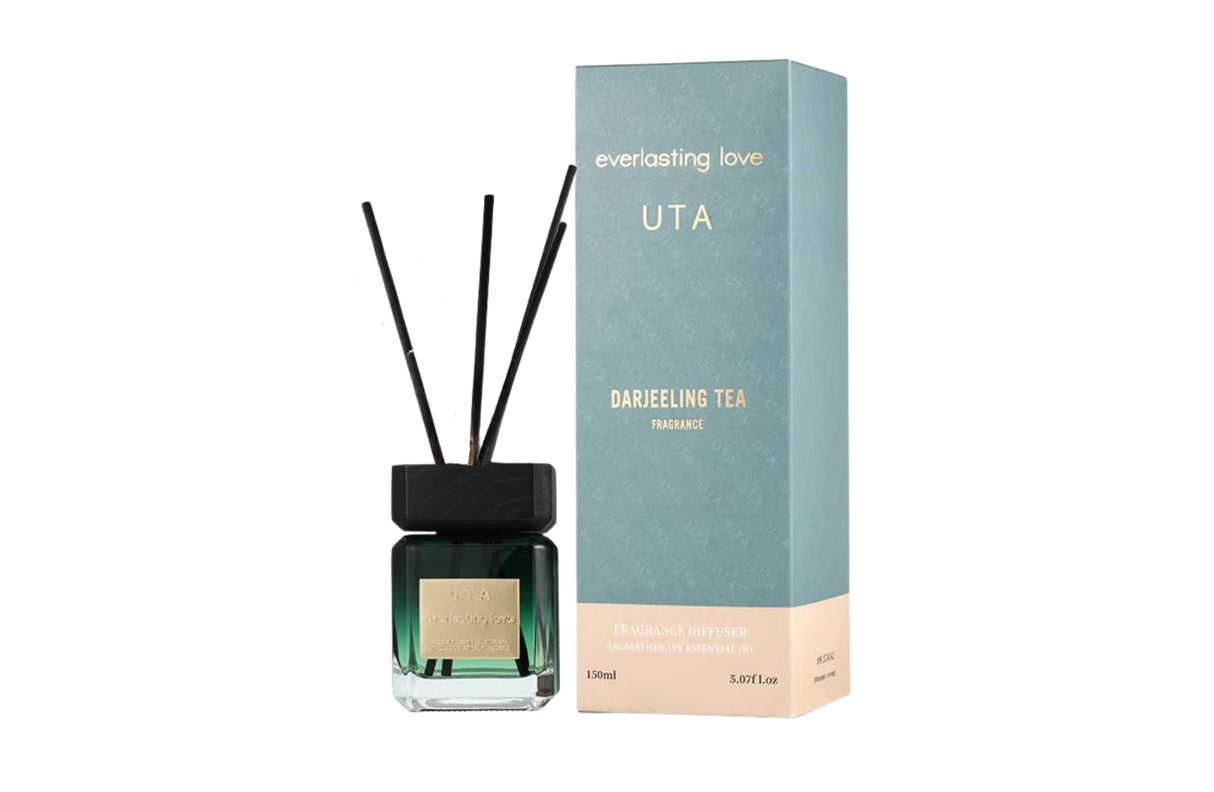 Lovedale aroma reed diffuser 150ml in Darjeeling scent, slim glass home fragrance with natural reeds