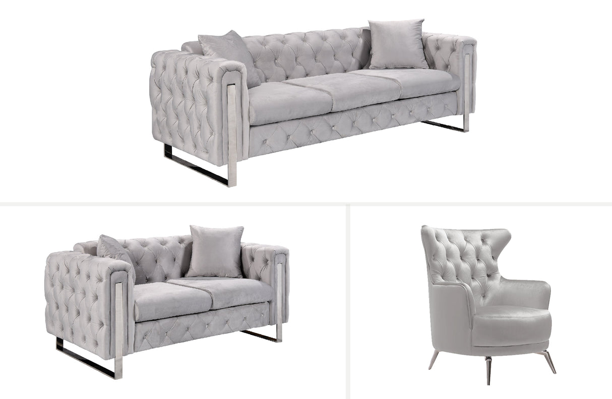 Madeline Light Grey Velvet Lounge Set