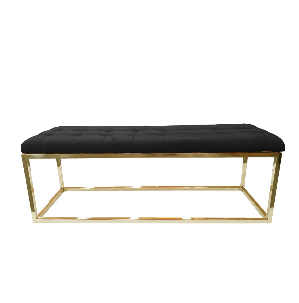 Holly Velvet Ottoman with Stainless Steel Base Accent Piece Gold — Allure Home Collections
