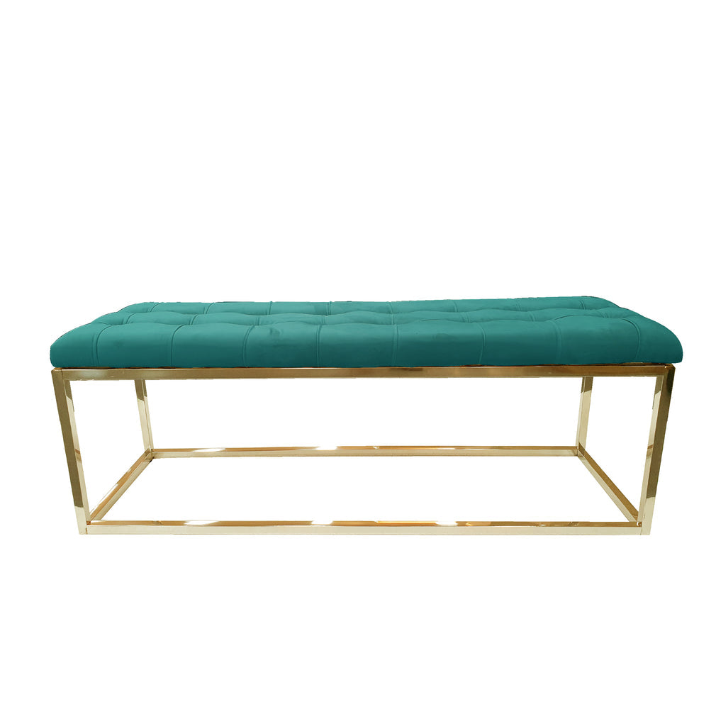 Holly Velvet Ottoman with Stainless Steel Base Accent Piece Gold — Allure Home Collections