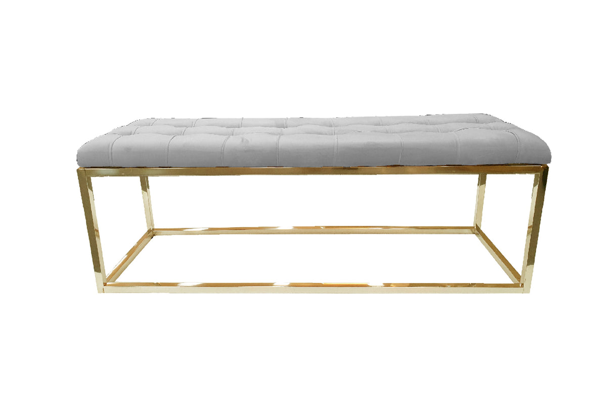 Holly Velvet Ottoman with Stainless Steel Base Accent Piece Gold — Allure Home Collections