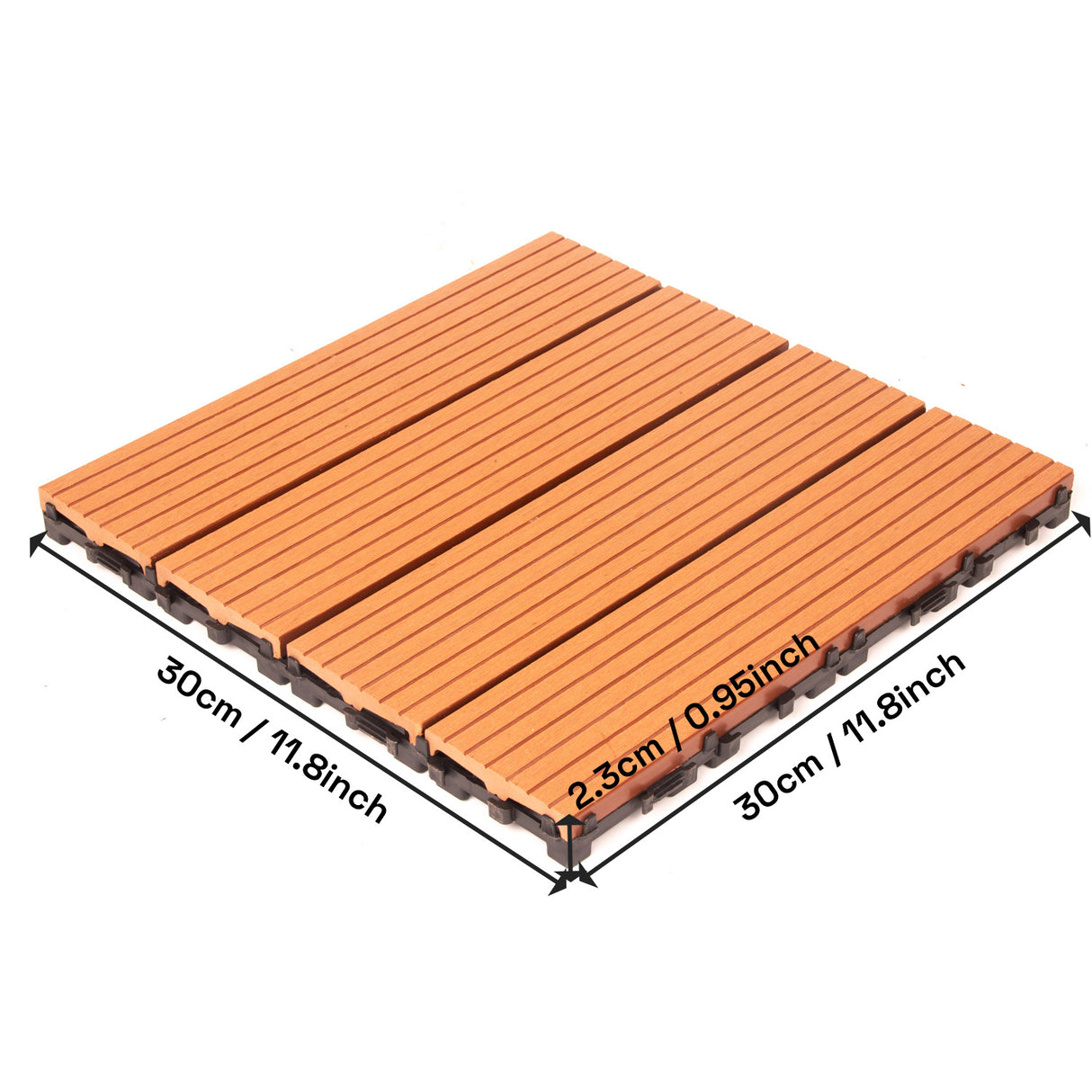 Mijas Composite Deck Tiles, 30 x 30cm, Grey, 10pcs