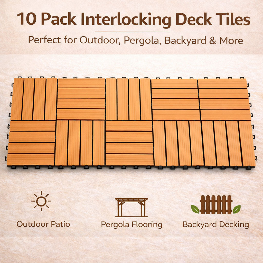 Mijas Composite Deck Tiles, 30 x 30cm, Grey, 10pcs