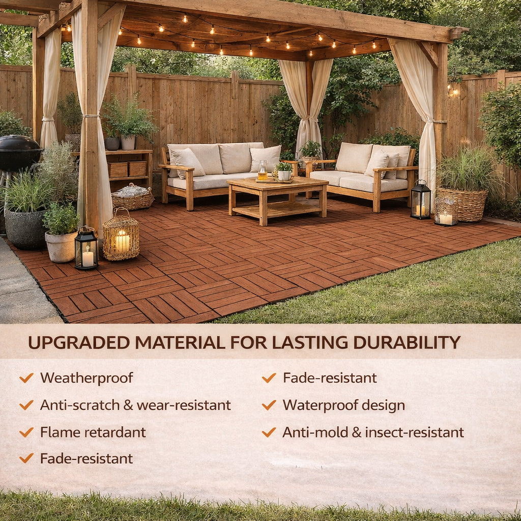 Mijas Composite Deck Tiles, 30 x 30cm, Grey, 10pcs