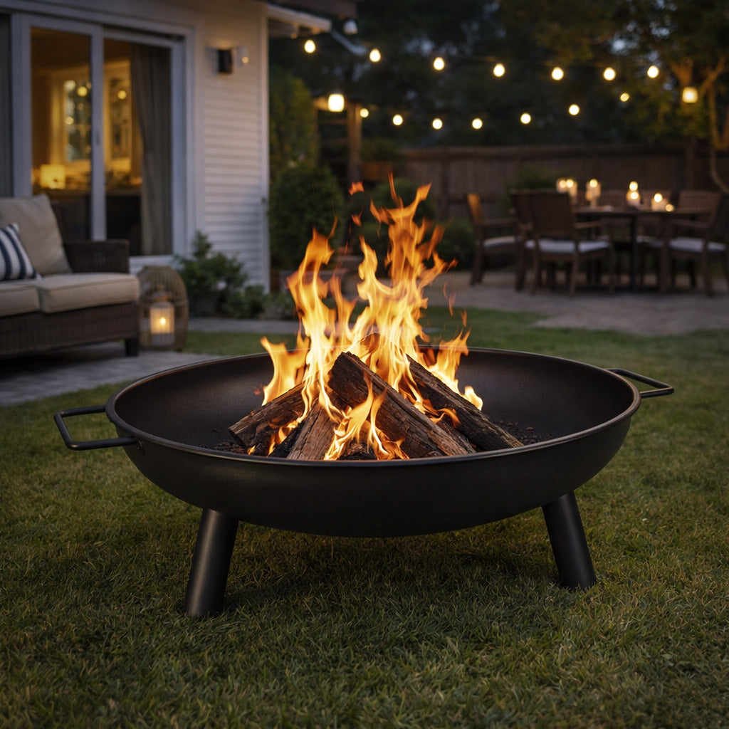 American River Steel Fire Pit, 68cm Black