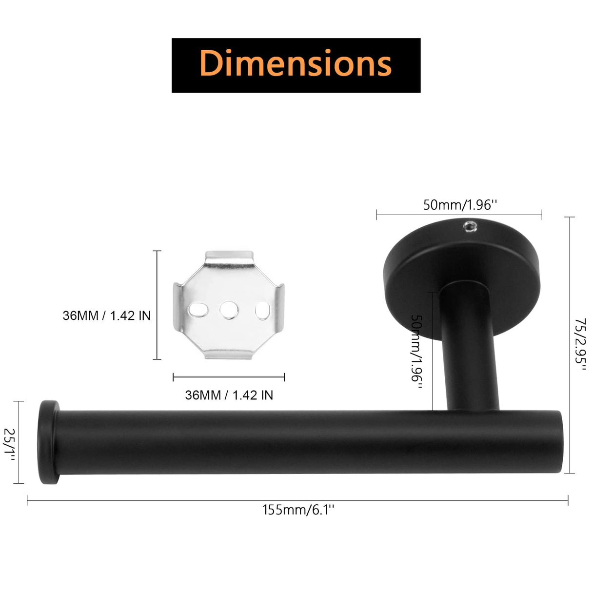 Mounting bracket with oval screw slots for levelling the black holder