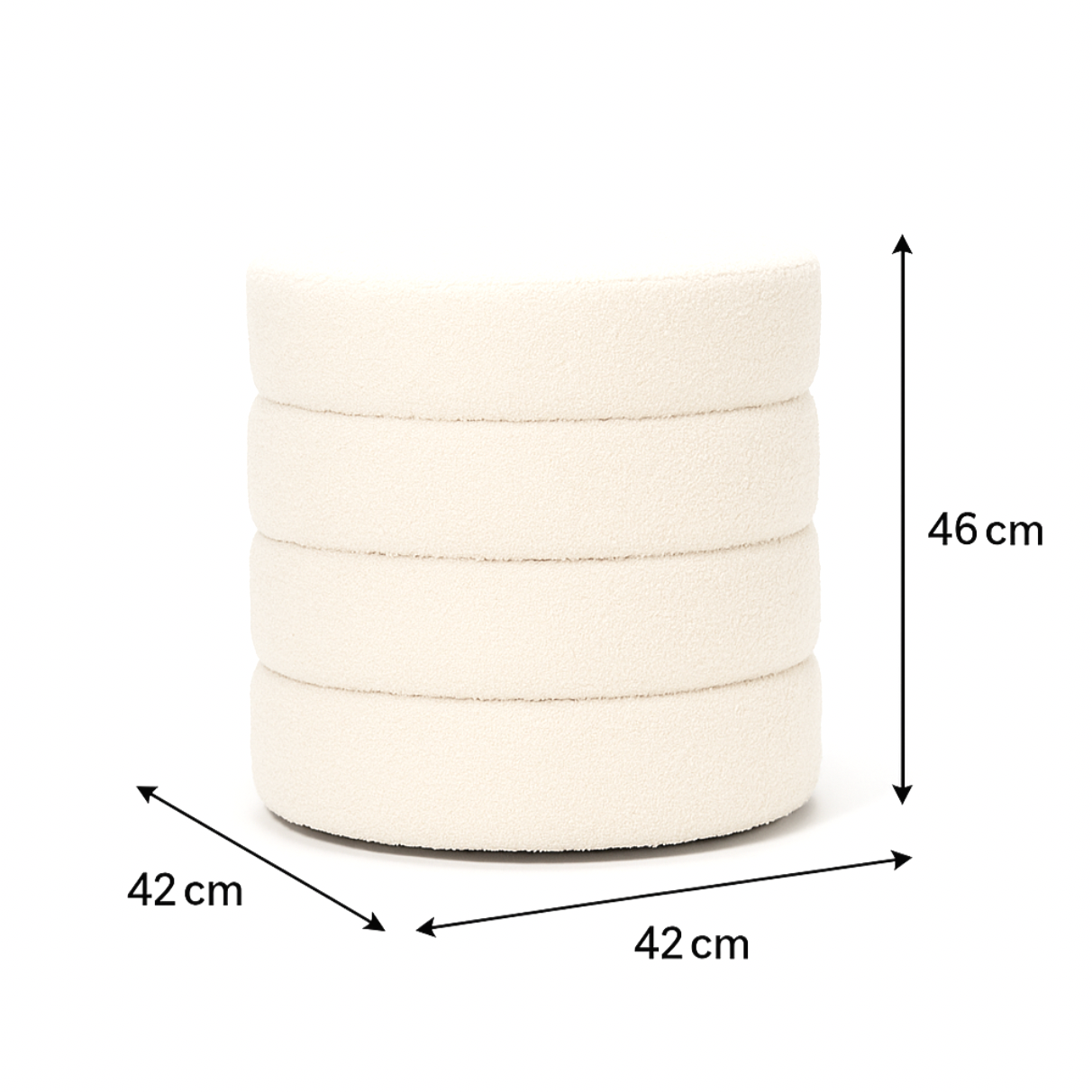 Barwon Heads Boucle Ottoman, White