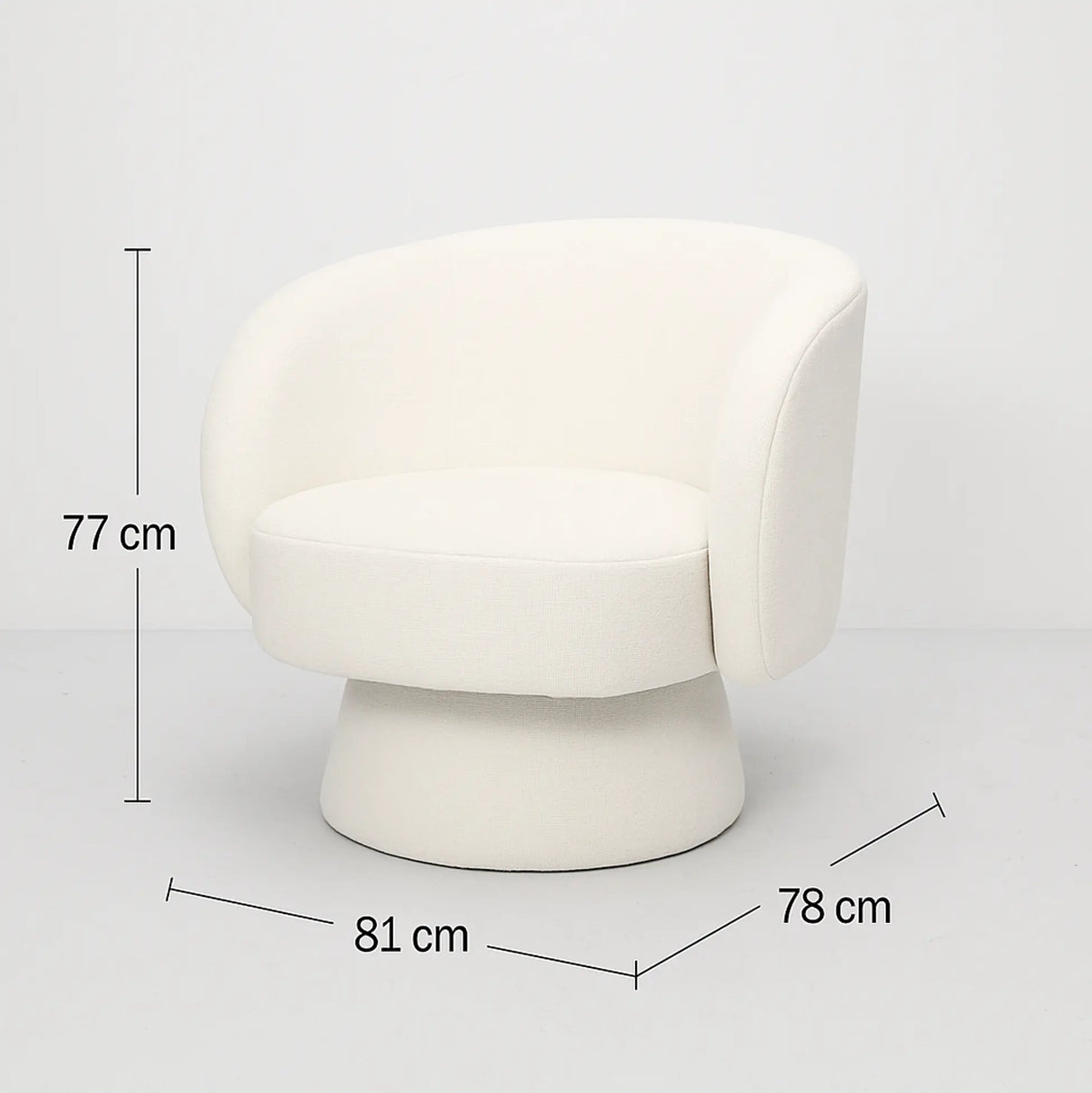 Bridalveil Swivel Armchair, Pearl White Chenille