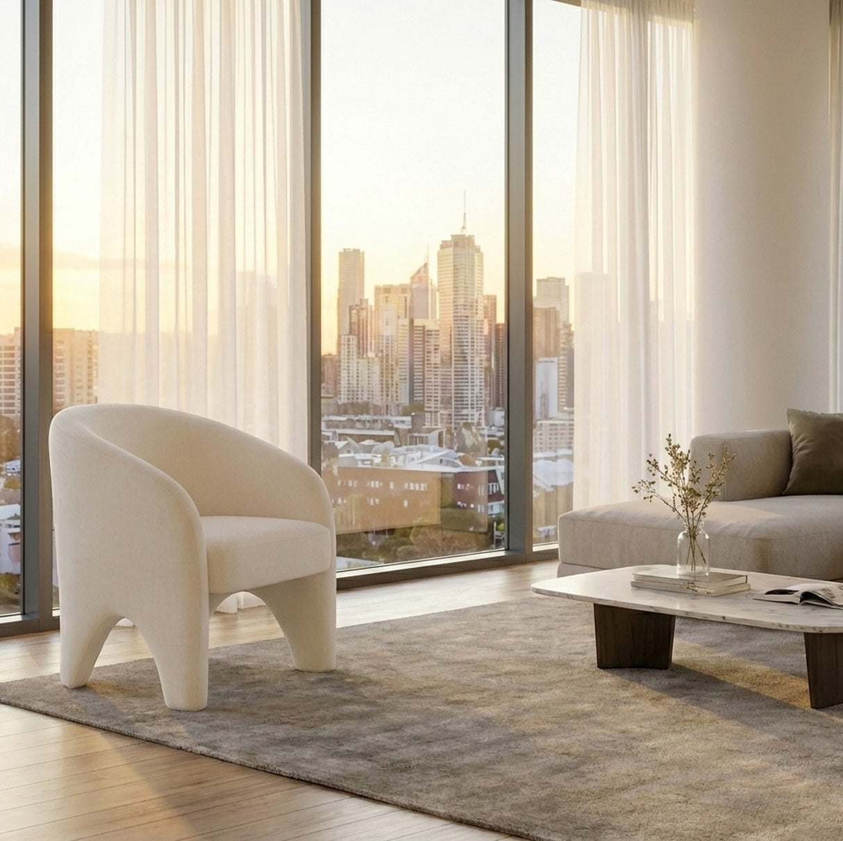 Kedumba Accent Chair, White Chenille